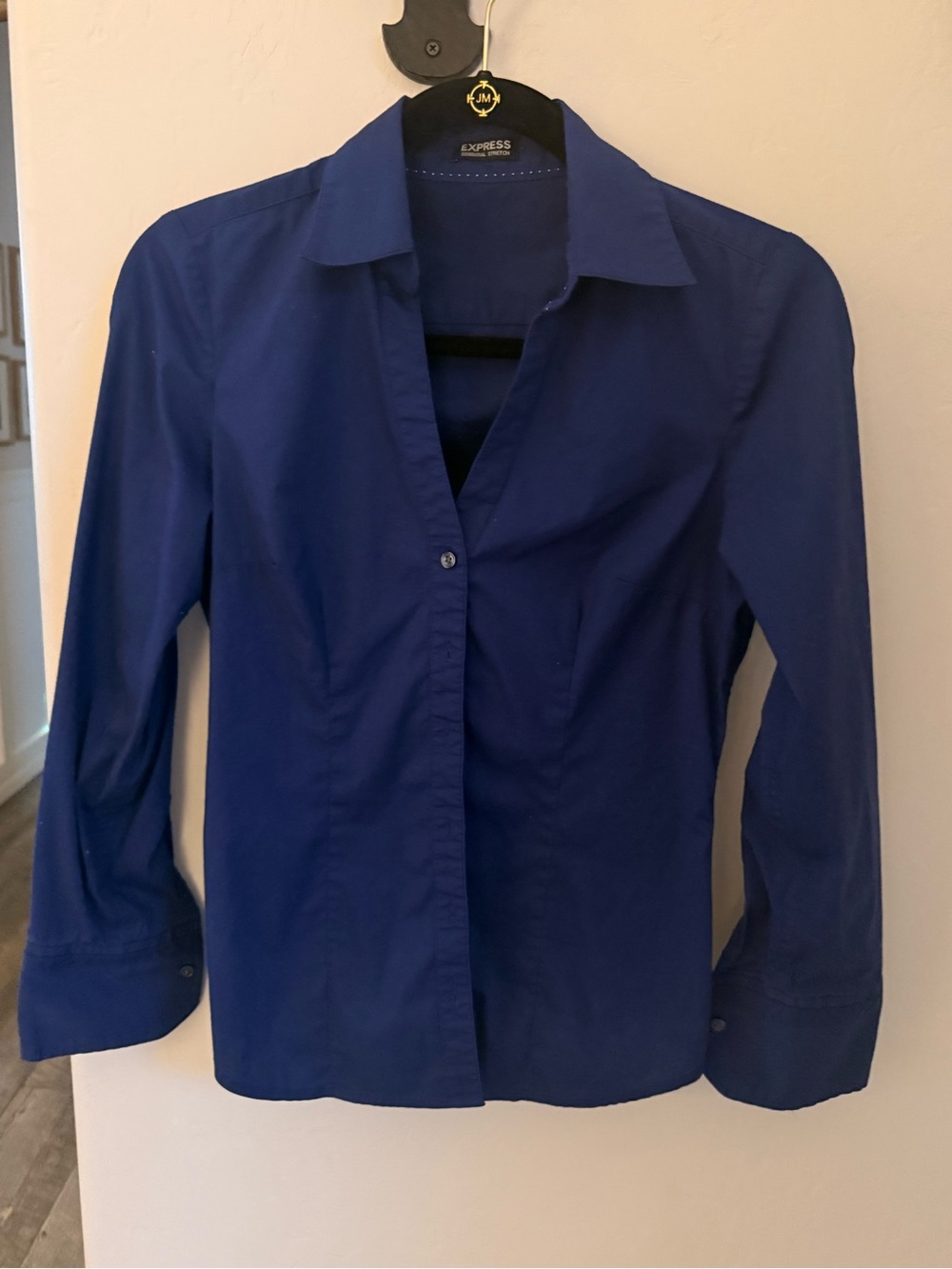 Express Women’s Classic Button-Down Shirt in Royal Blue